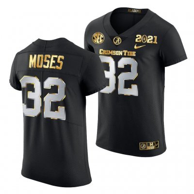 Men's Alabama Crimson Tide #32 Dylan Moses 2021 Playoff Championship Black Golden NCAA College Football Jersey 2403BYLC4